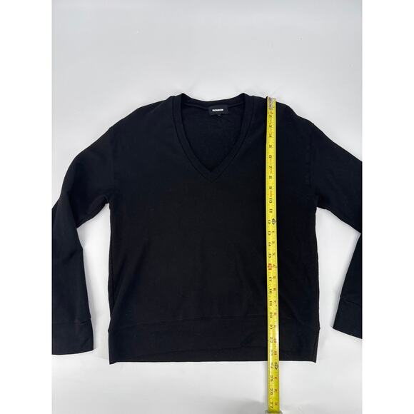 Monrow Supersoft V Neck Sweatshirt Black Cozy Lounge Pullover Size Small EUC - Picture 3 of 4